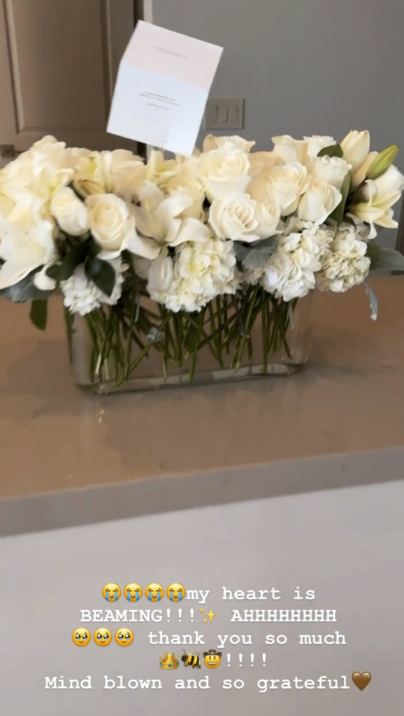 Victoria Monet shares a bouquet of flowers sent by Beyoncé.