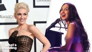 LEFT: LOS ANGELES, CA - FEBRUARY 08: Singer Gwen Stefani attends The 57th Annual GRAMMY Awards at the STAPLES Center on February 8, 2015 in Los Angeles, California. (Photo by Jason Merritt/Getty Images) RIGHT: NEW YORK, NEW YORK - APRIL 05: Olivia Rodrigo performs onstage during the Olivia Rodrigo Sold-Out GUTS World Tour at Madison Square Garden on April 05, 2024 in New York City. (Photo by Kevin Mazur/Getty Images for Live Nation)