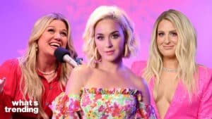 LEFT: NEW YORK, NEW YORK - JUNE 21: Kelly Clarkson visits the SiriusXM Town Hall at SiriusXM Studios on June 21, 2023 in New York City. (Photo by Theo Wargo/Getty Images) MIDDLE: LOS ANGELES, CALIFORNIA - AUGUST 07: Katy Perry visits the SiriusXM Studios on August 07, 2019 in Los Angeles, California. (Photo by Michael Kovac/Getty Images for SiriusXM) RIGHT: LOS ANGELES, CALIFORNIA - NOVEMBER 20: (EDITORIAL USE ONLY) Meghan Trainor attends the 2022 American Music Awards at Microsoft Theater on November 20, 2022 in Los Angeles, California. (Photo by Axelle/Bauer-Griffin/FilmMagic)