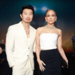 Simu Liu and Jennifer Lopez attend the premiere of Netflix's "ATLAS" at The Egyptian Theatre Hollywood on May 20, 2024 in Los Angeles, California.