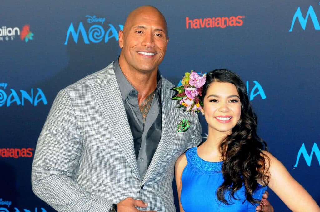 Actors Actor Dwayne Johnson and Aulil Cravalho attend AFI FEST 2016 Presented By Audi - Premiere of Disney's 'Moana' at the El Capitan Theatre on November 14, 2016 in Hollywood, California.