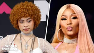 LEFT: NEWARK, NEW JERSEY - SEPTEMBER 12: Ice Spice poses in the press room at the 2023 MTV Video Music Awards at Prudential Center on September 12, 2023 in Newark, New Jersey. (Photo by Taylor Hill/FilmMagic) RIGHT: INGLEWOOD, CA - AUGUST 27: Nicki Minaj attends the 2017 MTV Video Music Awards at The Forum on August 27, 2017 in Inglewood, California. (Photo by Frazer Harrison/Getty Images)