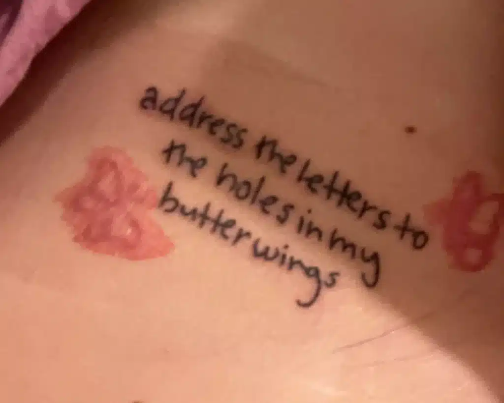 Grace Flemming typo in her tattoo.