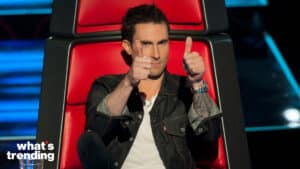 Adam Levine sits in the judging chair giving a thumbs up on 'The Voice' in 2010.