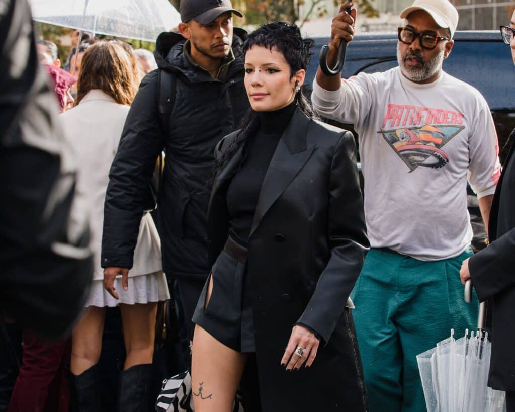 Halsey pictured for Paris Fashion Week.