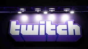 Online streaming Platform Twitch branding at the Tokyo Game Show 2023.