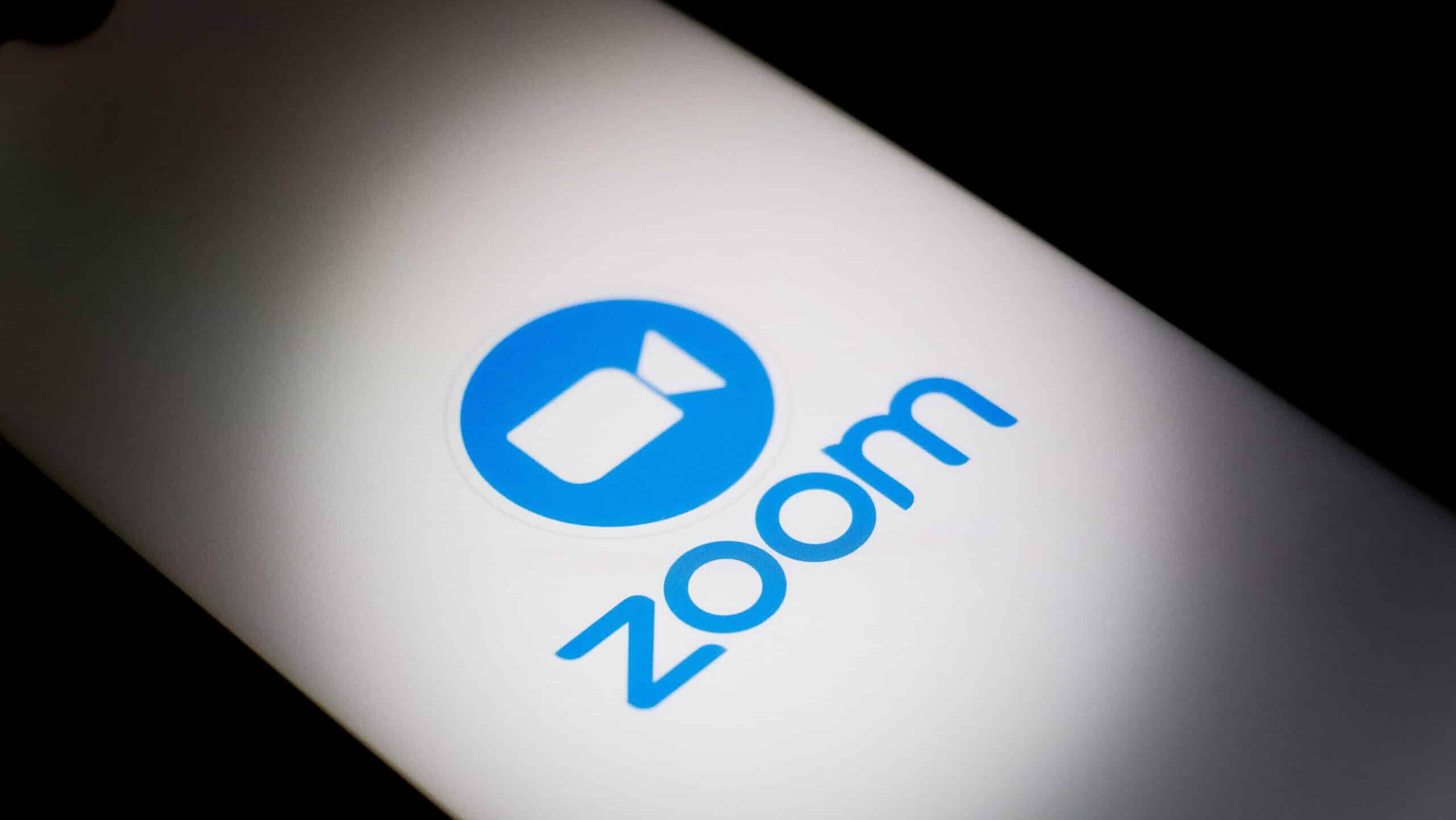 The Zoom logo is being displayed on a smartphone screen in Athens, Greece, on December 24, 2023.