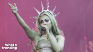 Chappell Roan (Kayleigh Rose Amstutz) performing dressed as the Statue of Liberty at the 2024 Governor's Ball Music Festival.