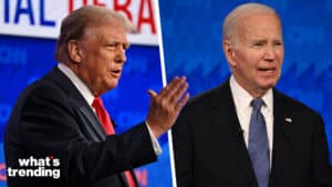 LEFT: June 27, 2024, Atlanta, Georgia, USA: Former President DONALD TRUMP speaks as he faces off with President Biden during their first presidential debate at CNN. (Credit © Will Lanzoni/CNN via ZUMA Press Wire) RIGHT: June 27, 2024, Atlanta, Georgia, USA: President JOE BIDEN speaks as he faces off with former President Trump during their first presidential debate at CNN. (Credit Image: © Will Lanzoni/CNN via ZUMA Press Wire)