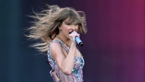 Taylor Swift performs during the first night of the The Eras Tour in Australia at the Melbourne Cricket Ground in Melbourne, Australia, 16 February 2024. Taylor Swift's Eras Tour has descended on Melbourne, with the pop megastar expected to perform in front of the biggest crowds of her career so far.