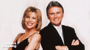 Vanna White and Pat Sajak pose for a 'Wheel of Fortune' promotional photo.