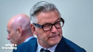 Actor and producer ALEC BALDWIN in First District Court during the second day of testimony in the trial against him, in Santa Fe, Thursday. Baldwin is on trial for the charge of involuntary manslaughter related to the death of cinematographer Hutchins during the filming of the movie Rust in 2021.