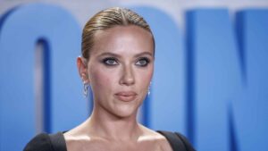 Scarlett Johansson poses for photographers upon arrival to the premiere of the film 'Fly me to the Moon', in Madrid, Spain, 11 July 2024.