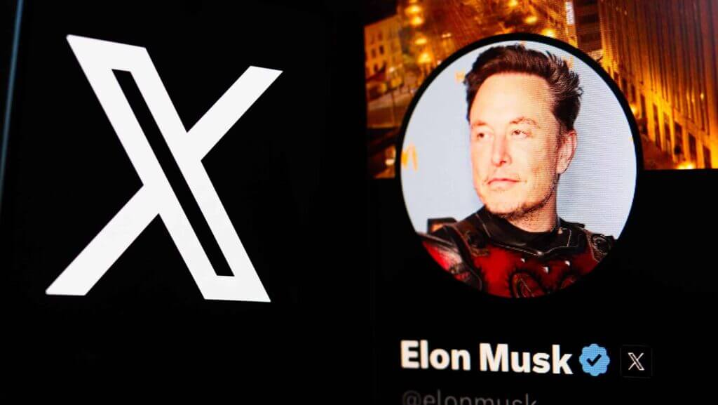 In this photo illustration, the X (Twitter) logo seen displayed on a smartphone with the official profile of Elon Musk, of the social network X In the background.
