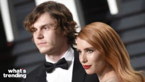 Evan Peters and Emma Roberts arrive at the 2017 Vanity Fair Oscar Party in Los Angeles, California.