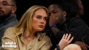 Adele along with boyfriend Rich Paul and actress Nia Long are seen at Game 3 of the NBA Playoffs between the Los Angeles Lakers and The Golden State Warriors at Crypto.com Arena in Los Angeles, Ca