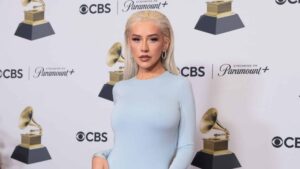 Christina Aguilera poses in the press room during the 66th annual Grammy Awards ceremony at Crypto.com Arena in Los Angeles, California, USA, 04 February 2024.