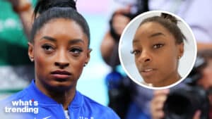 LEFT: Simone Biles (USA) - Gymnastics - Artistic : Women's Apparatus Balance Beam Final during the Paris 2024 Olympic Games at Bercy Arena in Paris, France. (Picture by: Naoki Nishimura/AFLO / Shutterstock) RIGHT: Simone Biles talks to fans in a 'Get Ready with Me' TikTok. (Photo by: @simonebilesowens via TikTok)