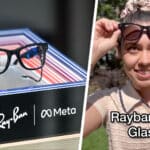 LEFT: Smart Ray-Ban Glasses, on June 16, 2024, in Caen, Normandy, France. (Picture by: Artur Widak/NurPhoto / Shutterstock) RIGHT: TikToker Sadi Taylor explains how helpful her Ray-Ban Meta Smart Glasses have been as a blind person. (Picture by: @sadi.theblindlady via TikTok)