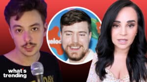 LEFT: Jake Weddle talks about MrBeast on his YouTube channel. (Jake Weddle via YouTube) CENTER: Nickelodeon Kids' Choice Awards 2023 held at the Microsoft Theater in Los Angeles, USA on March 4, 2023 (Picture by: Lumeimages / SplashNews.com) RIGHT: Rosanna Pansino (@rosannapansino via TikTok)