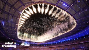 Fire works : The Paris 2024 Olympic Games Closing Ceremony at Stade de France in Saint-Denis, France. (Picture by: Yohei Osada/AFLO / Shutterstock)