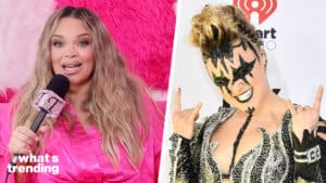 LEFT: Influencer Trisha Paytas on her podcast 'Just Trish' (Picture by: Just Trish Podcast via YouTube) RIGHT: JoJo Siwa attends the 2024 iHeartRadio Music Awards at the Dolby Theater on April 1, 2024 in Hollywood, California. (Picture by: Scott Kirkland/PictureGroup for FOX / Shutterstock)