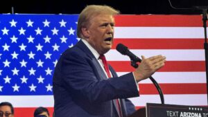 Donald Trump appeared highly animated as he addressed the crowd at his first rally in Tucson, Arizona following the presidential debate against Kamala Harris. The former president kept the audience engaged, cracking jokes and maintaining a lively atmosphere throughout the event.