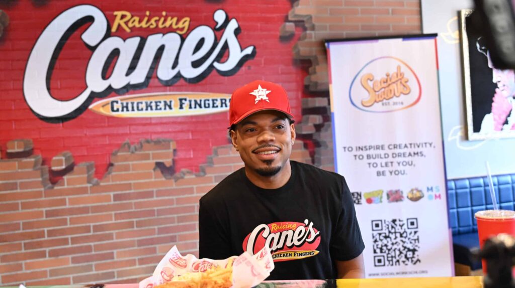 Chance the Rapper in Chicago at Raising Cane’s during an appearance to support his nonprofit, SocialWorks, September 12, 2024.