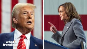 LEFT: DONALD TRUMP speaks to supporters at Cobb Energy Performing Arts Center north of Atlanta on first day of early voting in this swing state. RIGHT: The 2024 Democratic Party nominee for President, Kamala Harris, energized a crowd at Lakewood Amphitheater in Atlanta, Georgia, highlighting the importance of early voting, unity, equity, and progress as she seeks to rally support for her campaign ahead of the upcoming election.