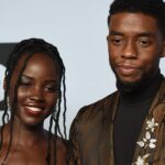 Lupita Nyong'o, Chadwick Boseman from 'Black Panther' pose in the press room during the 25th Annual Screen Actors Guild Awards at The Shrine Auditorium on January 27, 2019 in Los Angeles, CA, USA.