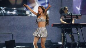 Olivia Rodrigo performs on stage during her concert held at WiZink Center arena, in Madrid, Spain, 20 June 2024.