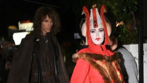 Megan Fox and Machine Gun Kelly wear Star wars themed outfits as they attend a Halloween party at Chateau Marmont in LA.