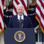 US President Joe Biden delivers remarks on the presidential election results in the Rose Garden of the White House in Washington on November 7, 2024.