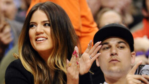 Khloe Kardashian and Rob Kardashian watch the Los Angeles Clippers v Milwaukee Bucks, Staples Center, Los Angeles, California.