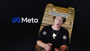 ''We're going to get rid of fact-checkers and replace them with Community Notes similar to X, starting in the U.S.,'' Meta CEO Mark Zuckerberg said in a video posted on Tuesday, as seen on a smartphone backdropped by Meta Platforms logo.