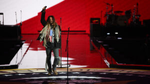 Billy Ray Cyrus acknowledges the crowd during the Liberty Ball, one of the events being held following US President Donald Trump's inauguration today in Washington, DC, USA, 20 January 2025. Trump, who defeated Vice President Kamala Harris to become the 47th president of the United States, was sworn in earlier in the day, though the planned outdoor ceremonies and events were cancelled due to extremely cold temperatures.