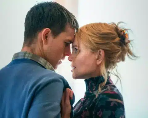 Harris Dickinson and Nicole Kidman in "Babygirl". Niko Tavernise/A24