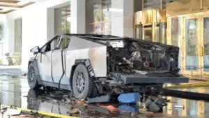 A photo of the Tesla Cybertruck that exploded outside the Trump Hotel in Las Vegas.