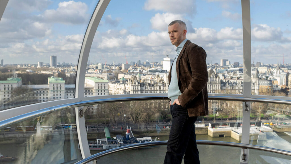 Russel Tovey aboard the London Eye while filming for 'Turning 25: London's Eye' - a star-studded short film commissioned to commemorate the iconic landmark's 25th anniversary, available to watch now on the London Eye's YouTube channel.