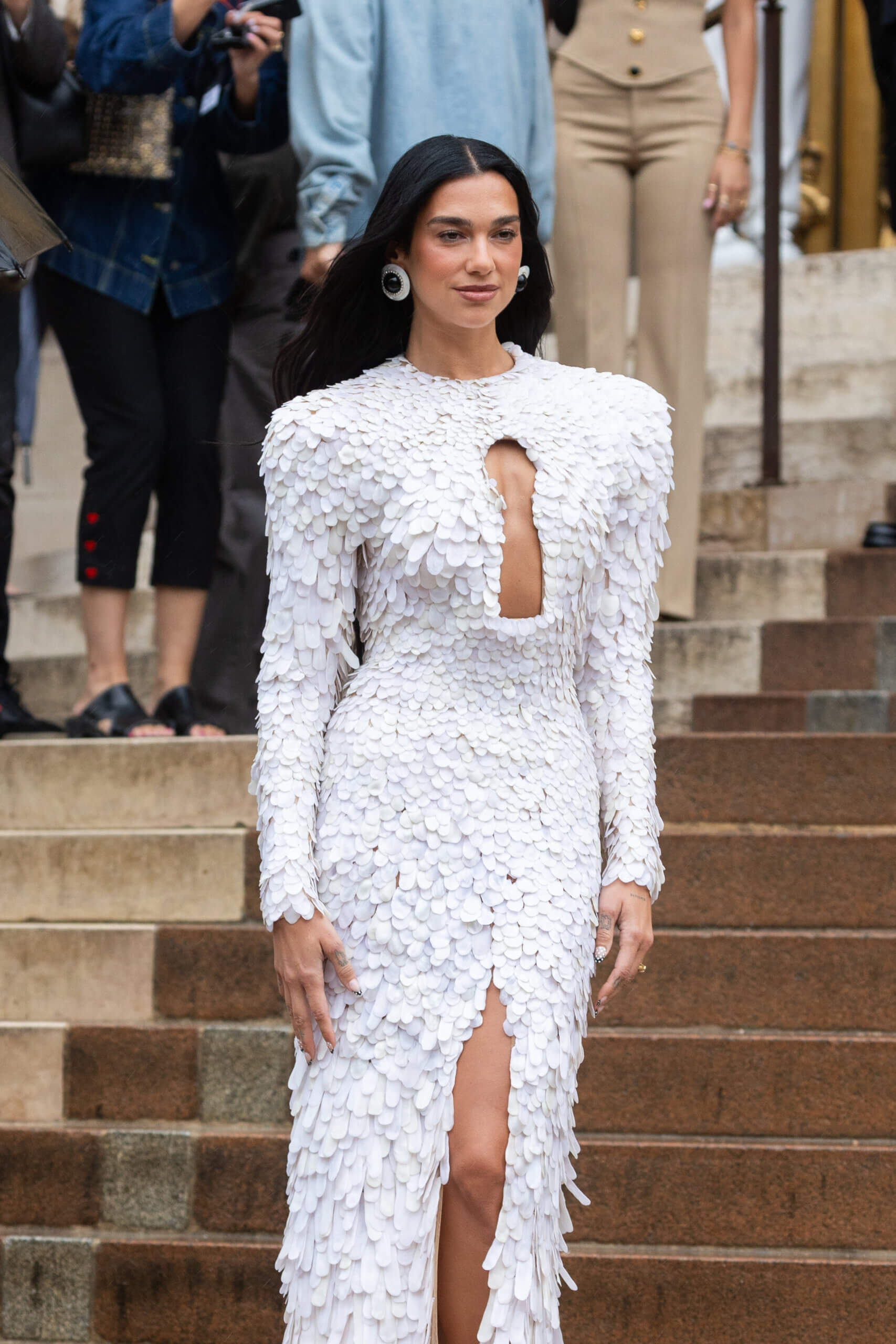 Dua Lipa arriving at the Schiaparelli show as part of Haute Couture Fashion Week on July 07, 2025 in Paris, France.