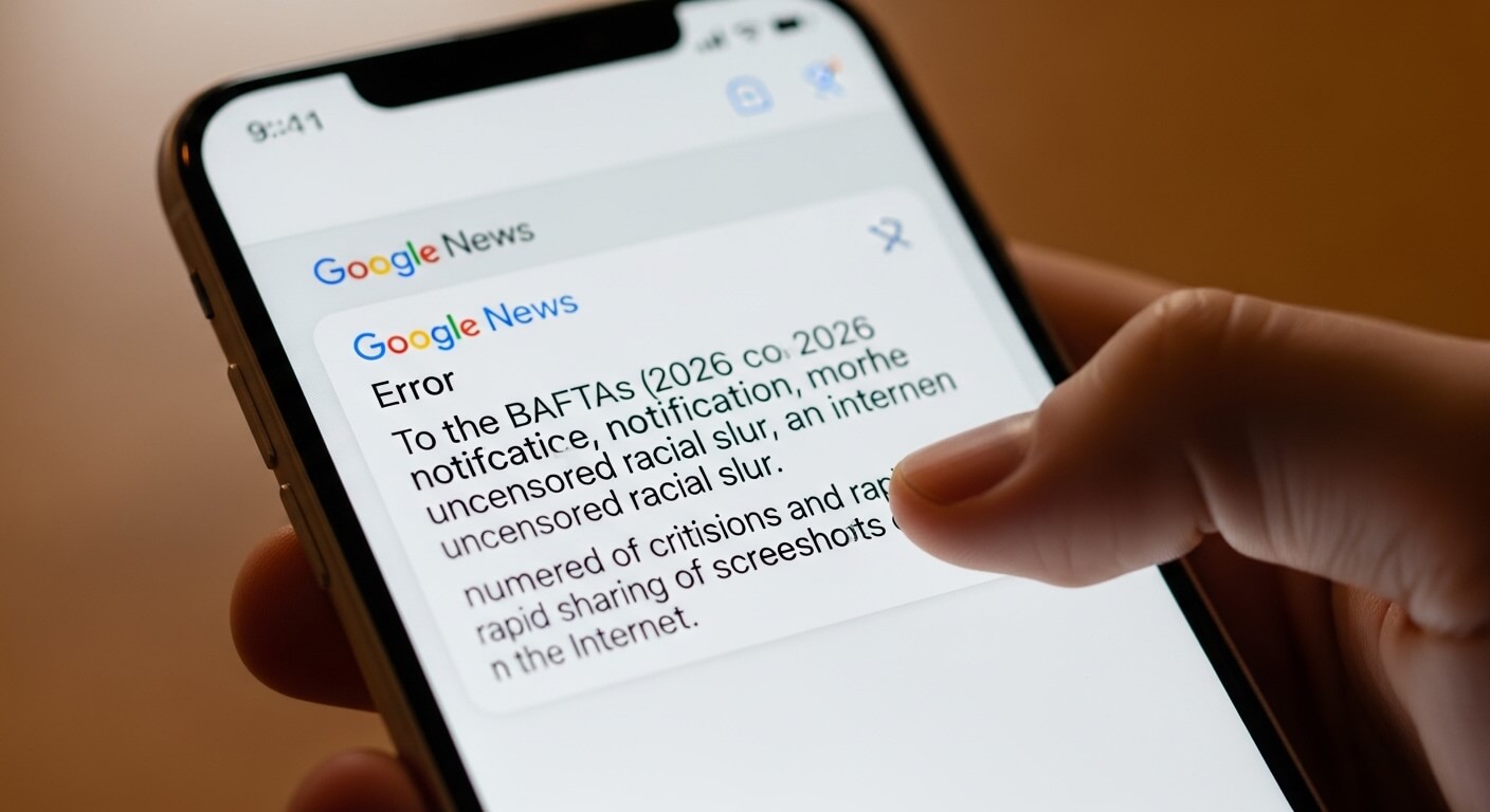 Google News error notification on smartphone about uncensored racial slur and rapid sharing of screenshots online.