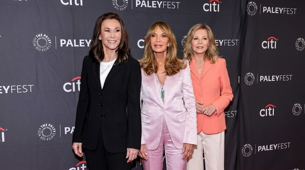 Three women posing at PaleyFest event with Citi and Paley Center logos on backdrop