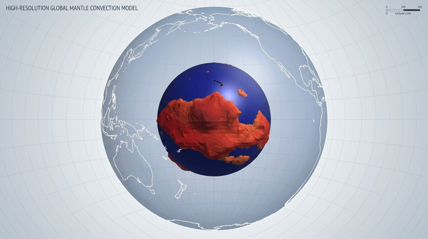 High-resolution 3D model of Earth's mantle convection inside a transparent globe showing tectonic plates.